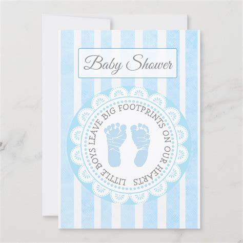 Blue Footprints Boys Baby Shower Invitation | Zazzle