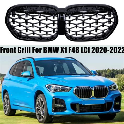 For Bmw X1 F48 Lci 2020 2022 Front Kidney Bumper Grills Diamond Meteor