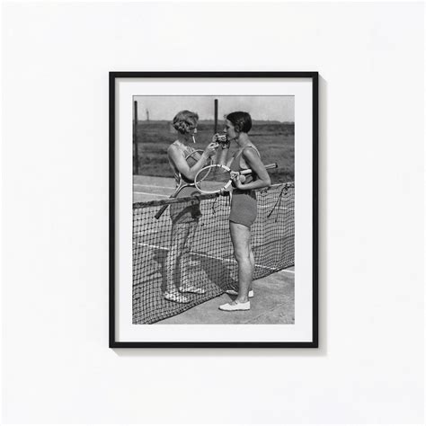 Women Smoking Cigarettes Print, Vintage Tennis Black and White Wall Art, Vintage Print ...