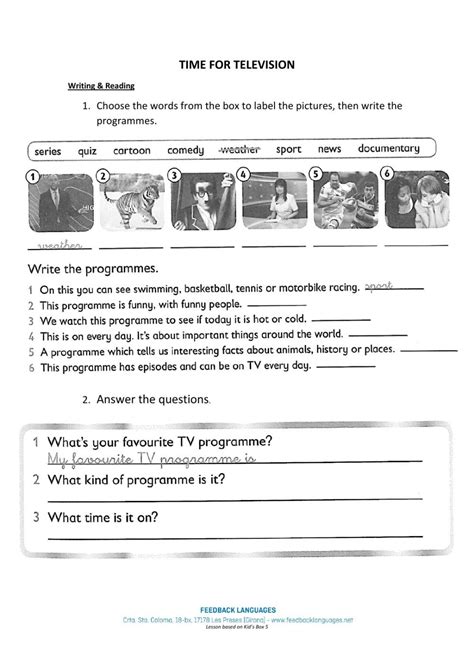 tv programmes  worksheet