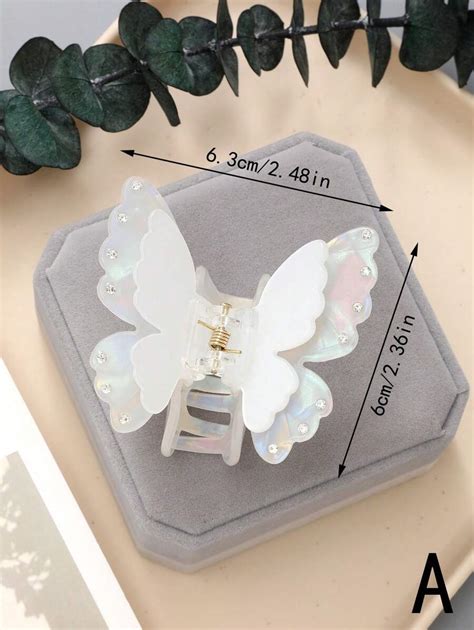 Pc Colorful Acetic Acid Double Layered Butterfly Hair Claw Clip With