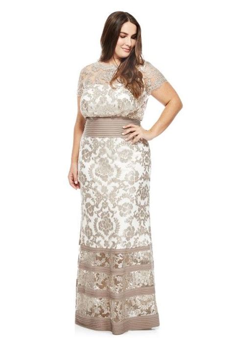 Blouson Waist Paillette Embroidered Lace Gown Plus Size Ausstrahlung