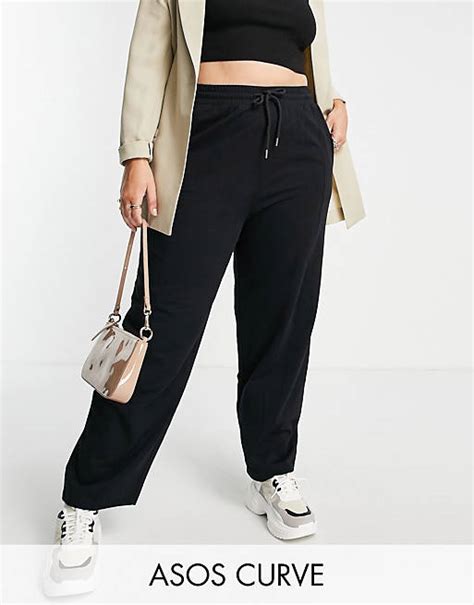 Asos Design Curve Straight Leg Jogger With Deep Waistband And Pintuck