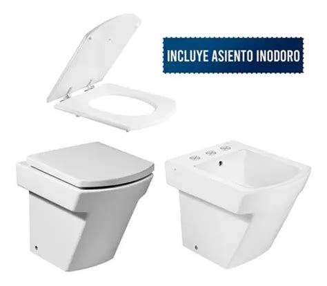 Combo Inodoro Roca Hall Corto Tapa Bidet Sanitarios Loza