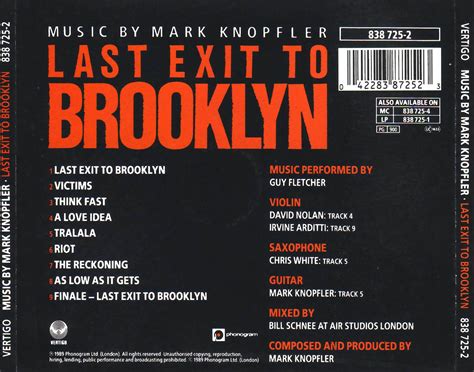 Car Tula Trasera De Mark Knopfler Last Exit To Brooklyn Portada