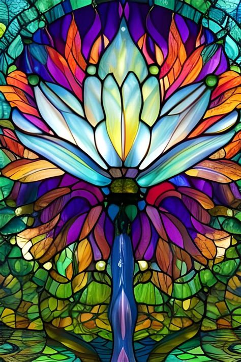 Stained Glass Lotus Flower In 2024 Stained Glass Art Stained Glass Quilt Stained Glass