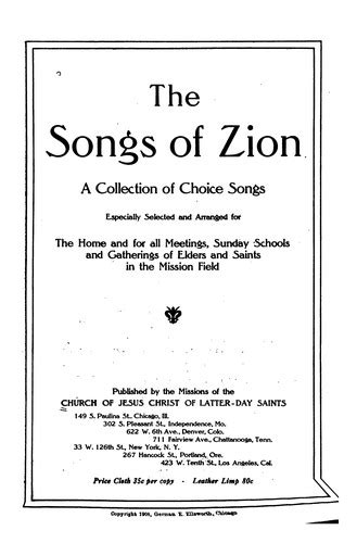 The Songs Of Zion A Collection Of Choice Songs Especially Selected