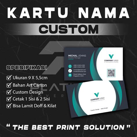 Jual Cetak Kartu Nama Custom Bahan Art Carton Free Design Name Card