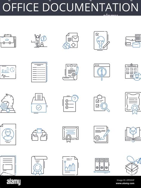 Office Documentation Line Icons Collection Legal Paperwork Corporate