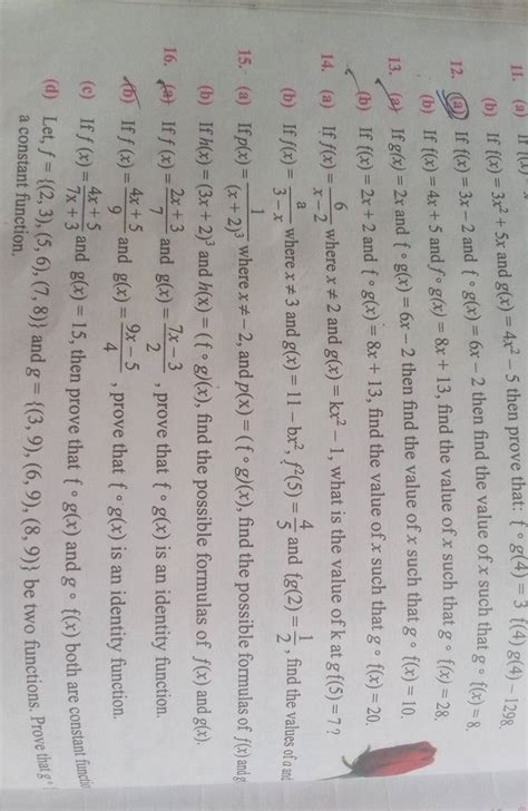 B If F X 3x2 5x And G X 4x2−5 Then Prove That F∘g 4 3f 4 G 4 −1298