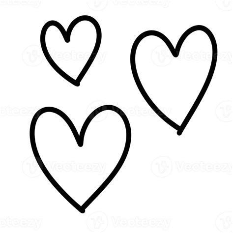 Three Hearts Doodle Isolated 25139796 Png