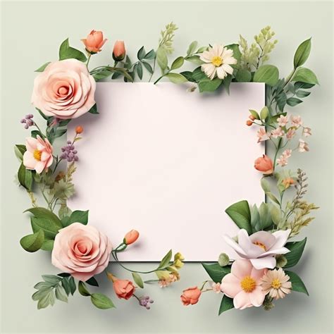 Premium Photo Colourful Floral Frame Card