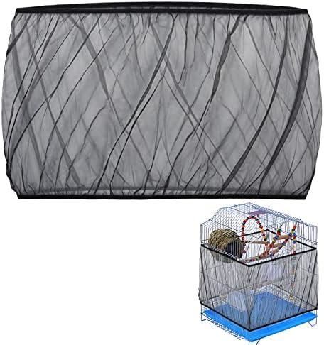 Adjustable Bird Cage Net Cover Birdcage Seed Feather Catcher Soft Skirt