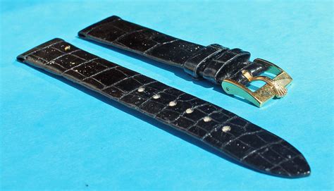 Vintage Rolex Original Black Crocodile Leather Strap Watch New Mm X