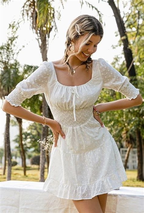 Vestido De Lese Camponesa Ref 1699 Em 2022 Vestido Boho Branco