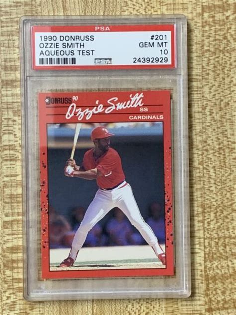 1990 Donruss Aqueous Test Ozzie Smith 201 Psa 10 Gem Mint Pop 1 Ebay