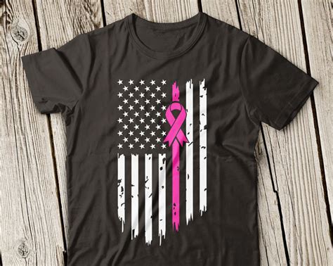 Pink Ribbon Usa Flag Svg Breast Cancer Svg Grunge Flag Svg Etsy