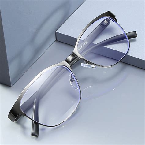 Oyki Anti Blue Light Reading Glasses Women Men Presbyopic Alloy Metal Frame Eyeglasses With