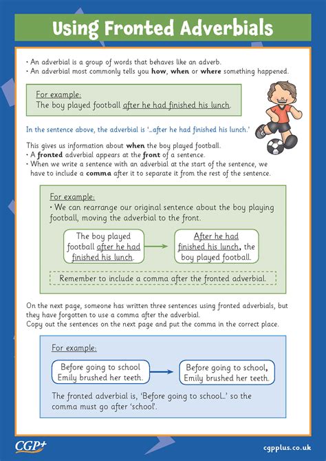 Using Fronted Adverbials Exercise Routine Year 4 CGP Plus