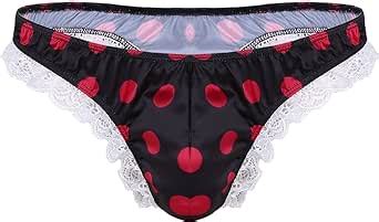 Acsuss Mens Shiny Satin Pouch Panties Lingerie Polka Dots Crossdress