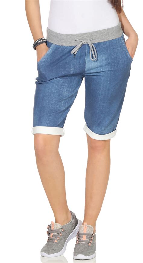 Damen Bermuda Shorts Hose Capri Kurze Chino Sommer Stoffhose Fitness