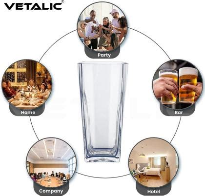 Vetalic Square Fiber Glass Set For Water Plastic Glass Set Drinking