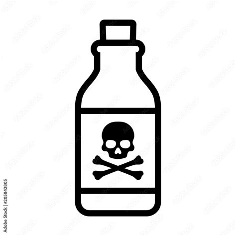 Bottle Of Poison Or Poisonous Chemical Toxin With Crossbones Label Line Art Vector Icon For