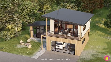 Modern Garage Apartment with Home Office - ANK STUDIO House Plans