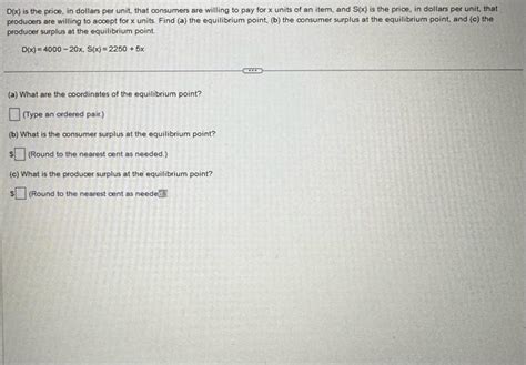 Solved Dx Is The Price In Dollars Per Unit That