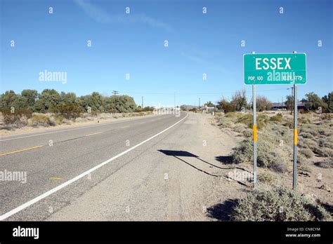 ESSEX AND ROAD SIGN ESSEX CALIFORNIA USA 01 April 2012 Stock Photo - Alamy