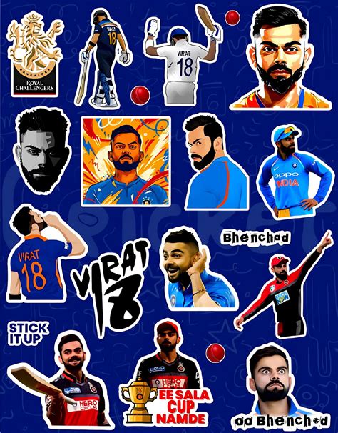 pcs virat kohli cricket stickers waterproof vinyl decals  laptop