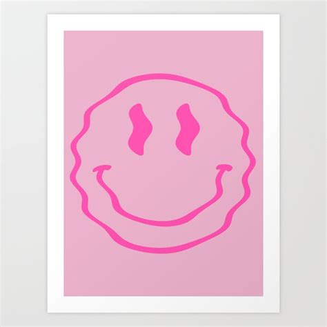 Pink Wavy Smiley Face Aesthetic Ii Art Print By Aesthetics By Shan