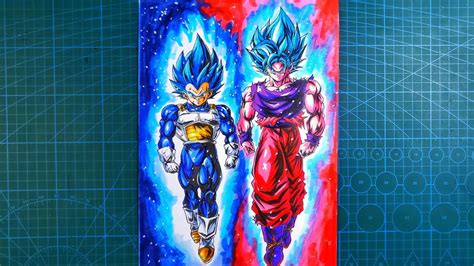 How To Draw Goku Ssj Blue Kaioken And Vegeta Ssj Blue Evolution Full