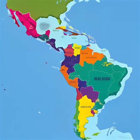 Mapa De Am Rica Latina Con Iconos Culturales De Diferentes Colores Que