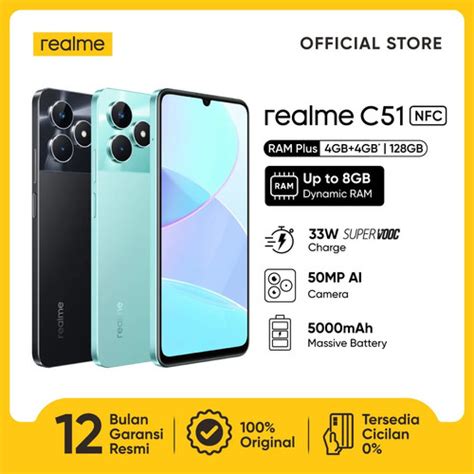 Promo Realme C51 4 128 NFC Garansi Resmi Mint Green Kota Medan