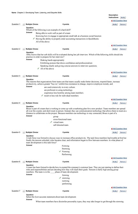 Sample Practice Exam Questions And Answers Name Chapter Developing