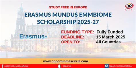 Erasmus Mundus Emmbiome Scholarship Fully Funded