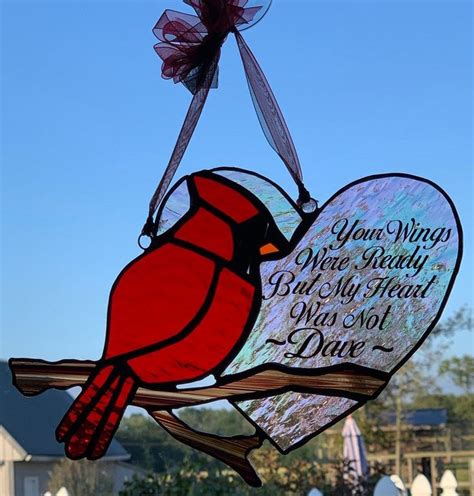 Red Cardinal Suncatcher Cardinal With Heart Suncatcher Memorial Gift