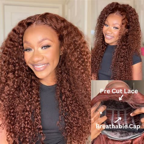 Beautyforever Glueless B Auburn Wig Jerry Curly Body Wave X