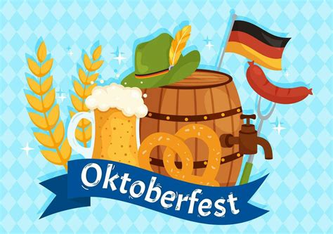 Happy Oktoberfest Party Festival Vector Illustration with Beer, Sausage, Gingerbread, German ...