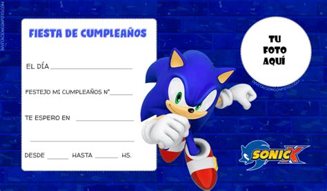 Invitaciones de Sonic para editar con Foto Invitaciones de Cumpleaños