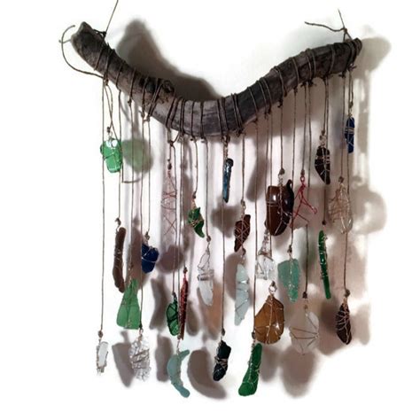 Amazon Sea Glass Wind Chime Healing Crystal Driftwood Mobile Beach