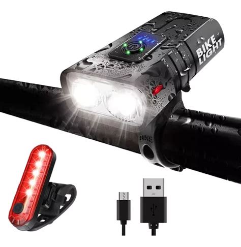 Luz Bicicleta Usb Recargable Delantera Y Traser Ipx E Bike Meses Sin