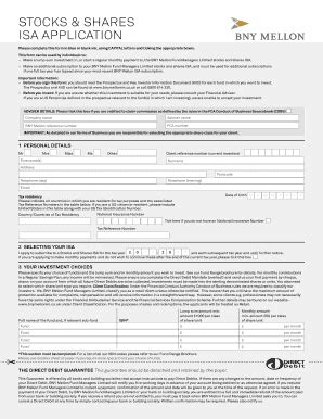 Fillable Online STOCKS SHARES ISA APPLICATION Bnymellonamcom Fax