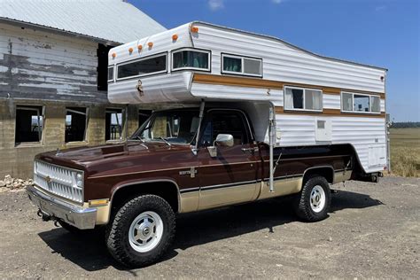 454 Powered 1982 Chevrolet K20 Scottsdale 4x4 W1973 Caveman Camper For