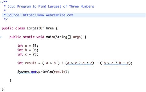 Find Largest Of Three Numbers Using Ternary Operator In Java