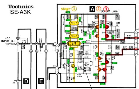 Technics Se A3 Schematic Detail Left Power Amp Input Stages Marked Detail Input Left Marked