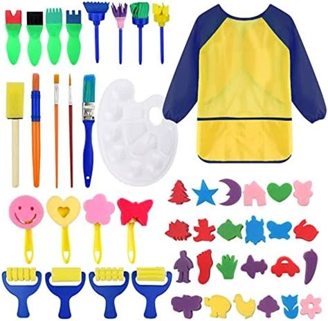 PHOGARY 29 Pièces Éponges de Peinture pour Enfants Éponge Brosses de