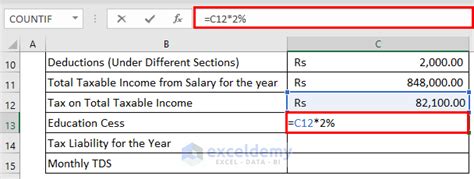 Tds Deduction On Salary Calculation In Excel Format Exceldemy