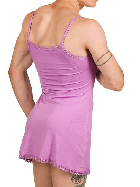 Mens Purple Lace And Modal Nightie Sustainable Lingerie Xdress